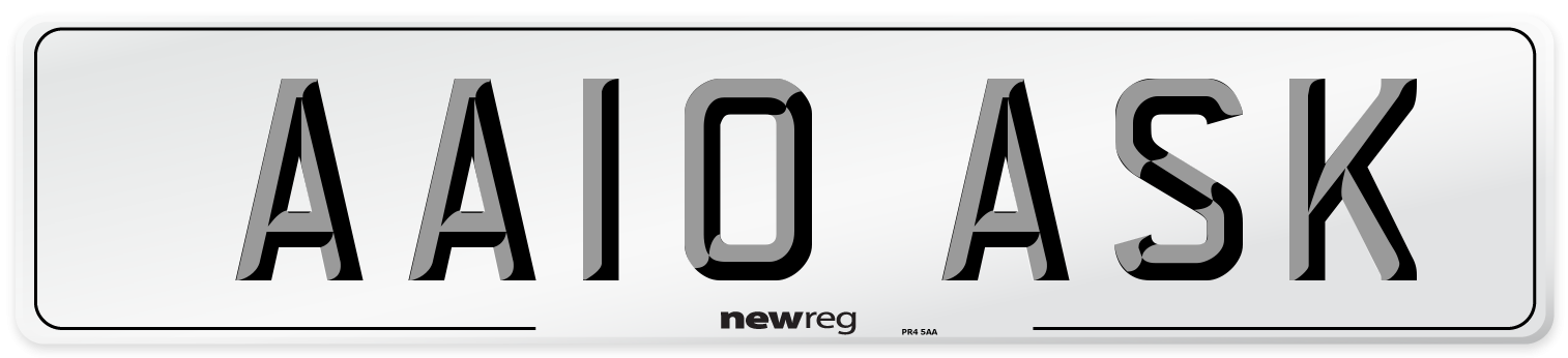 AA10 ASK Number Plate from New Reg